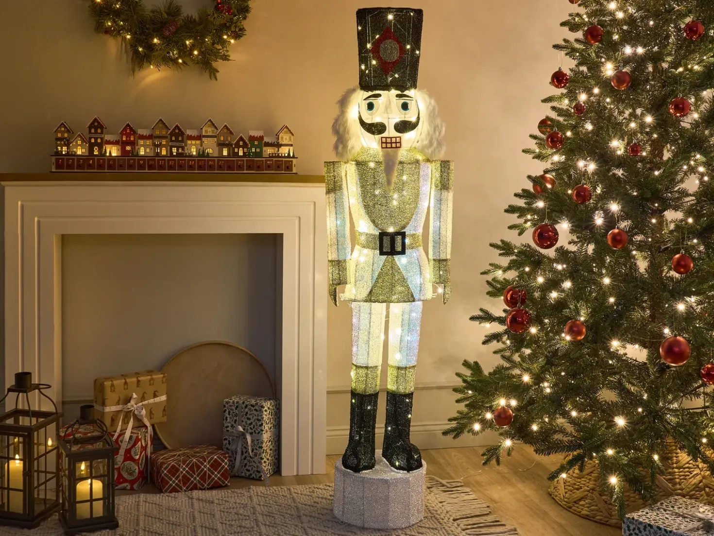 Decorazione per esterni LED STOROVAN Schiaccianoci 152 cm Bianco/Oro
