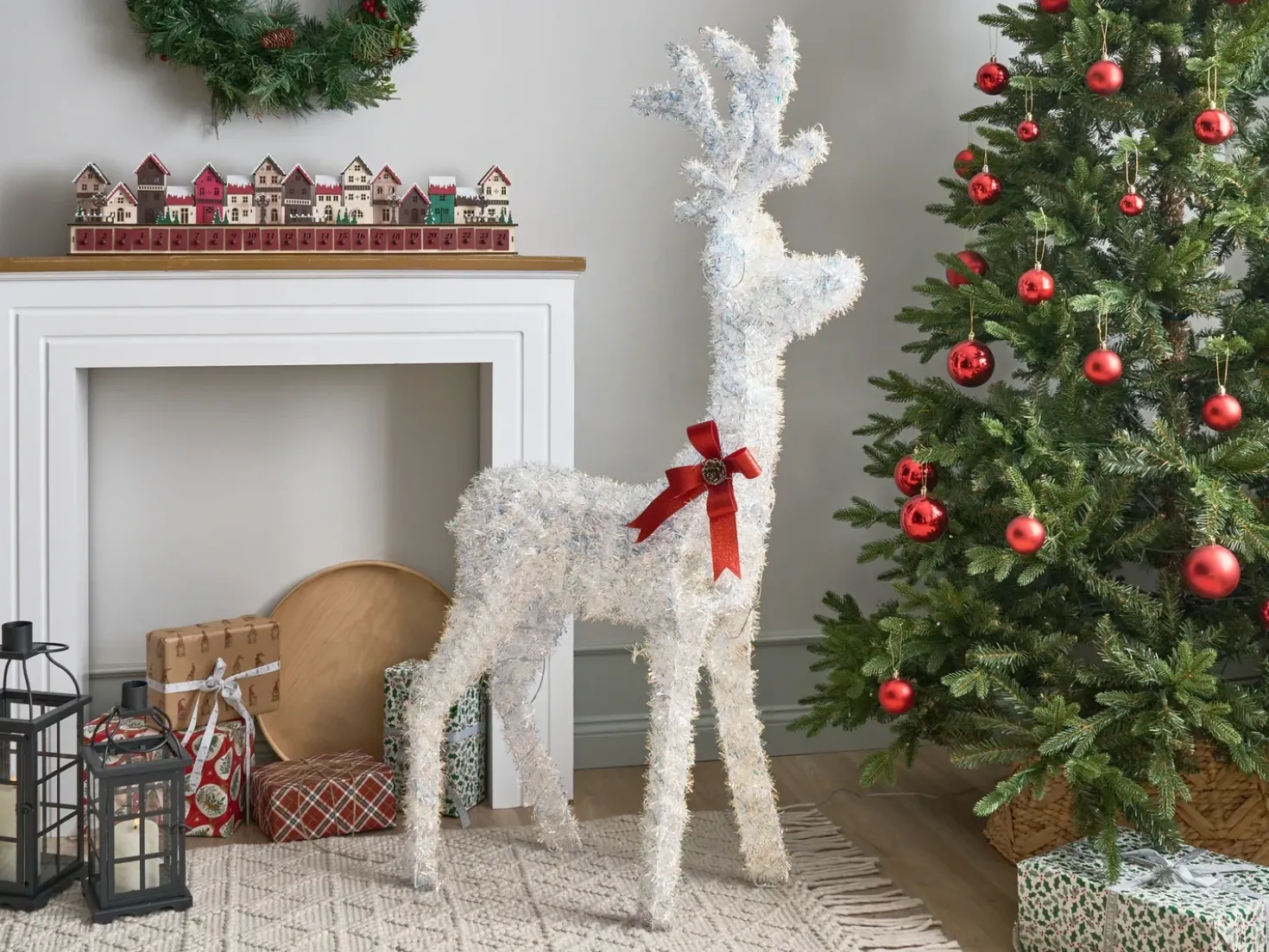 Decorazione per esterni LED MALAREN Renna 140 cm Bianco