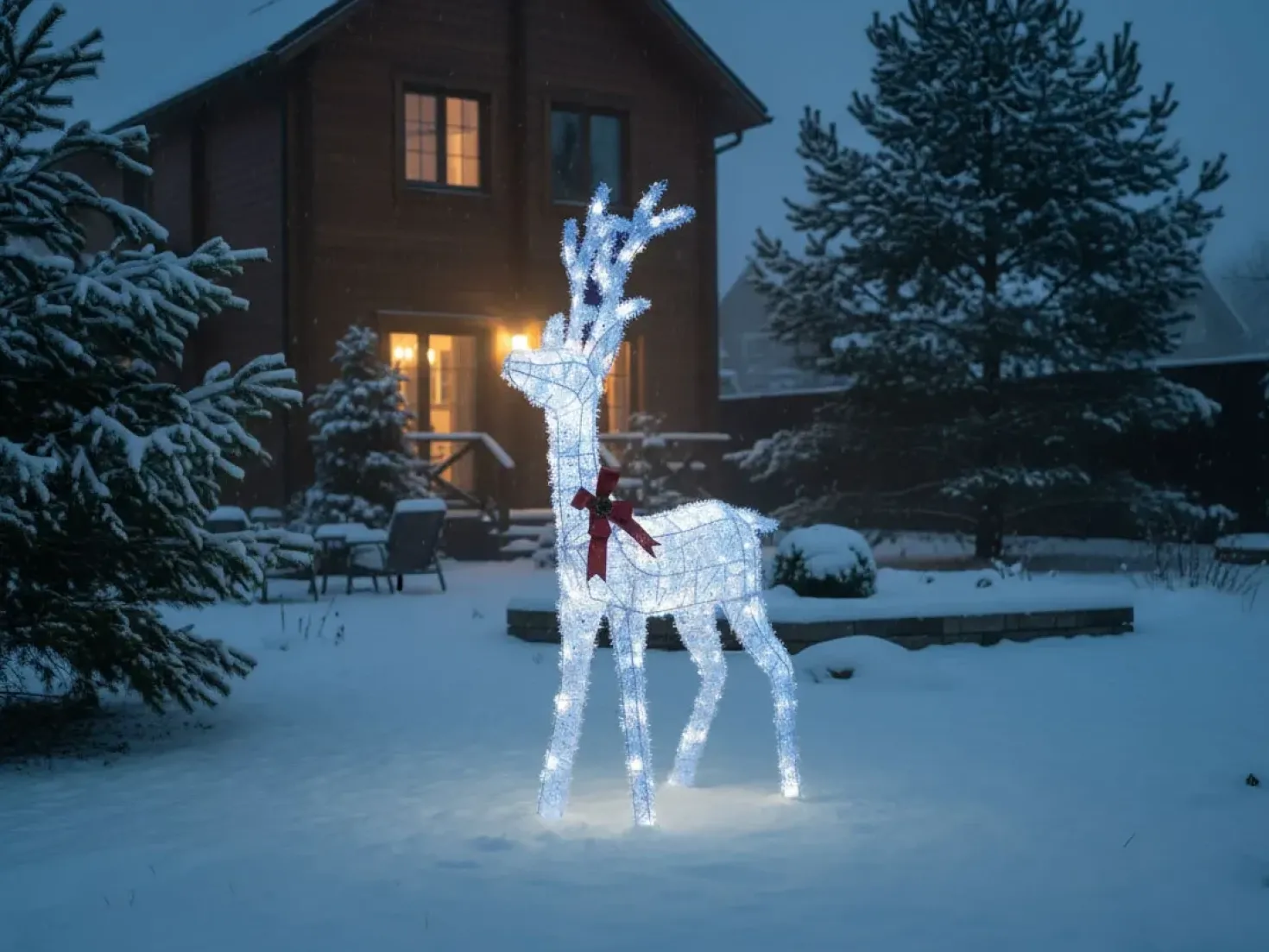 Decorazione per esterni LED MALAREN Renna 140 cm Bianco