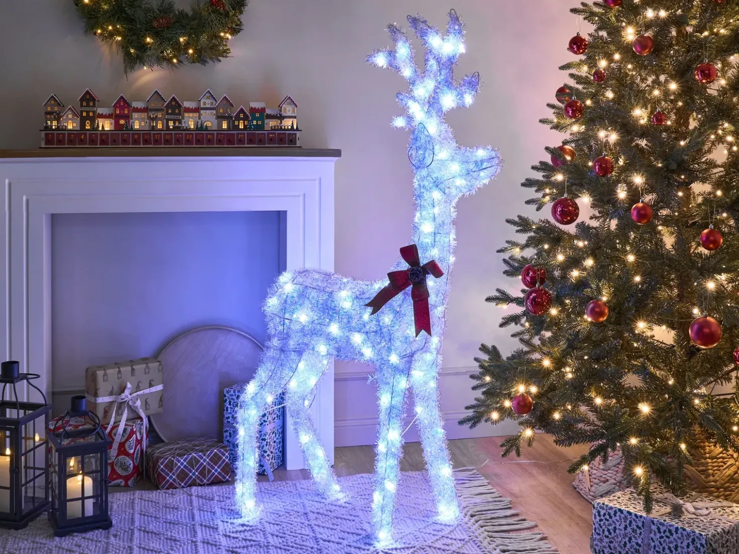 Decorazione per esterni LED MALAREN Renna 140 cm Bianco