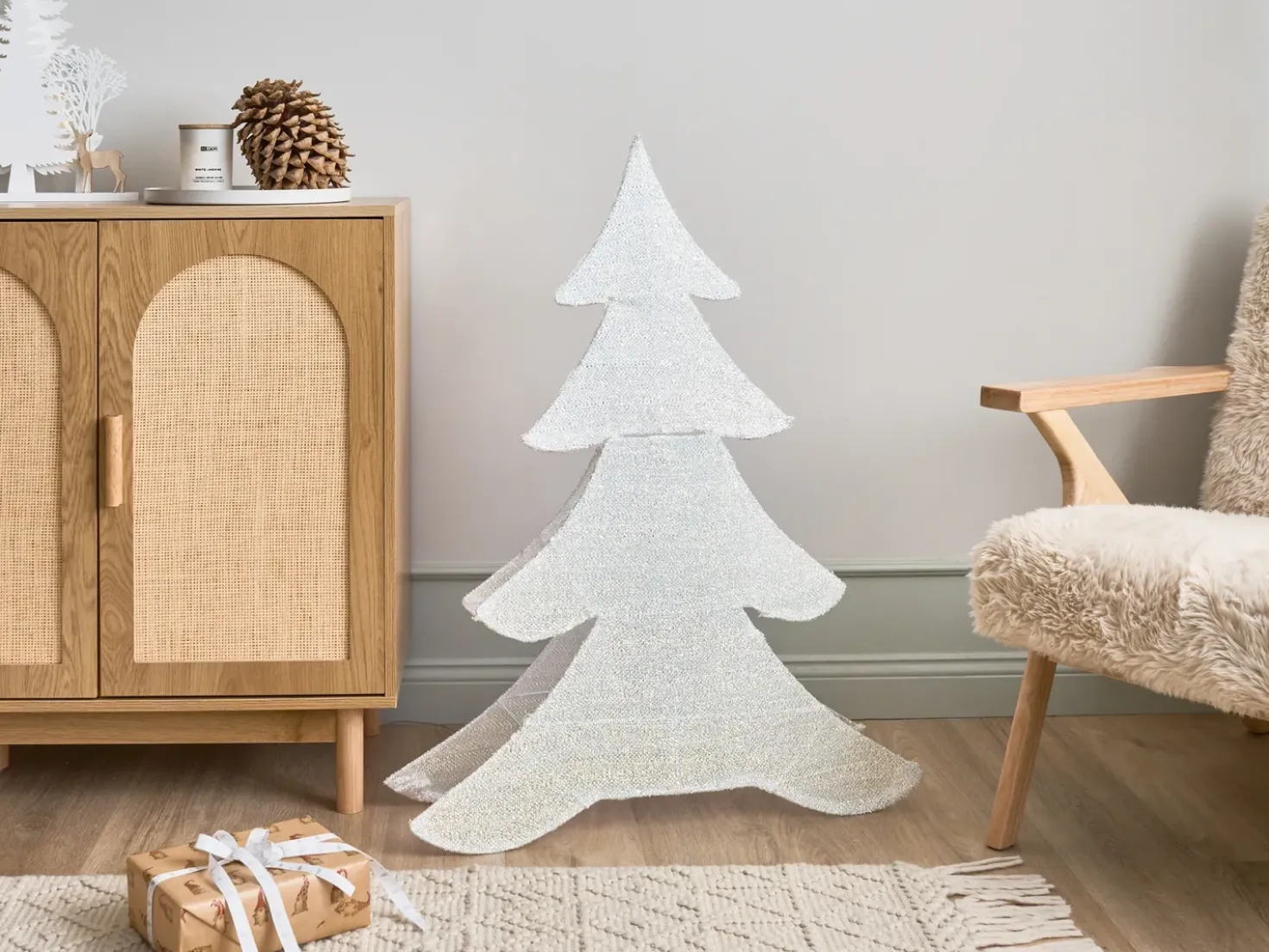 Decorazione per esterni LED EDASJON Albero di Natale 95 cm Bianco