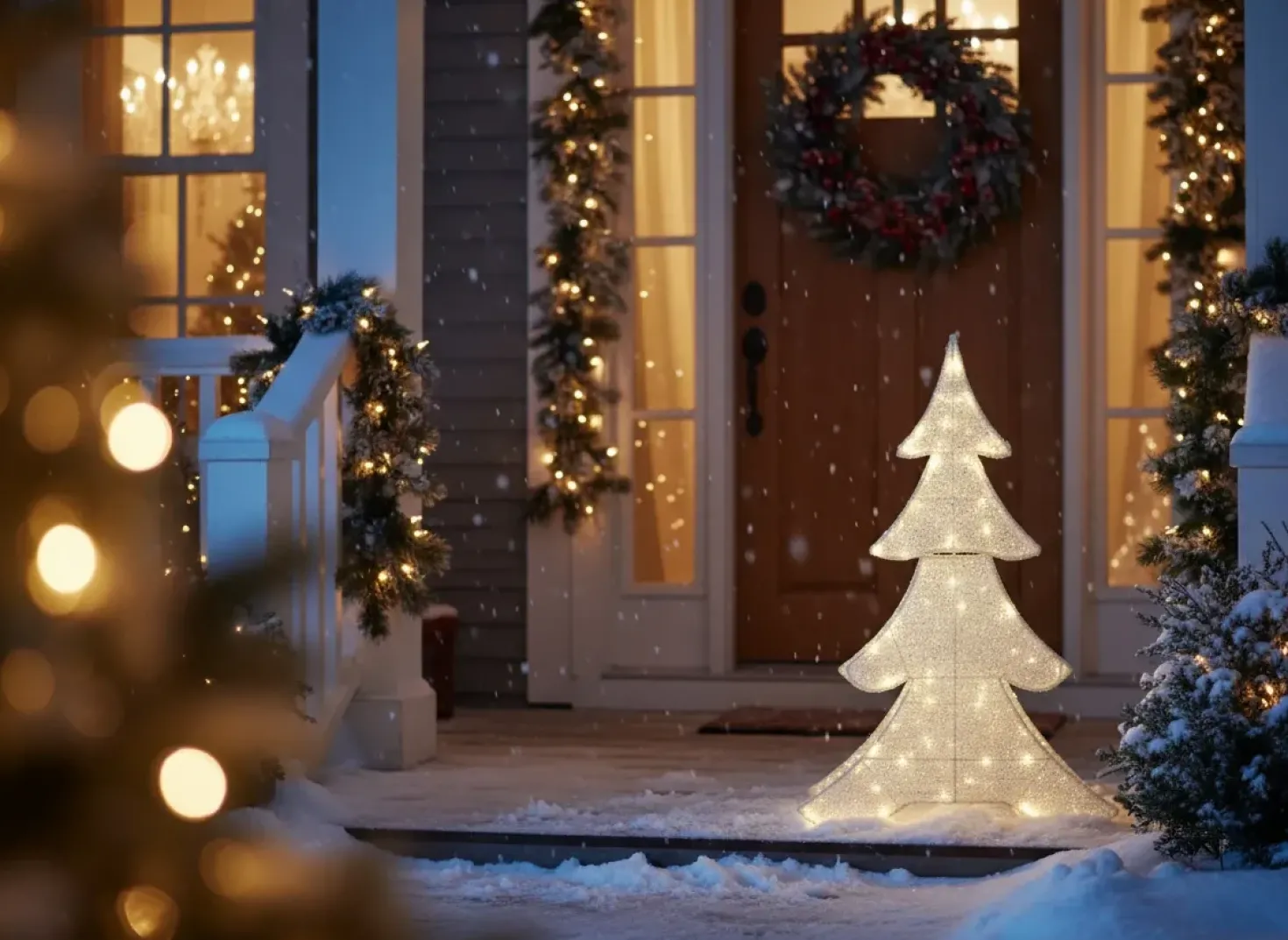 Decorazione per esterni LED EDASJON Albero di Natale 95 cm Bianco