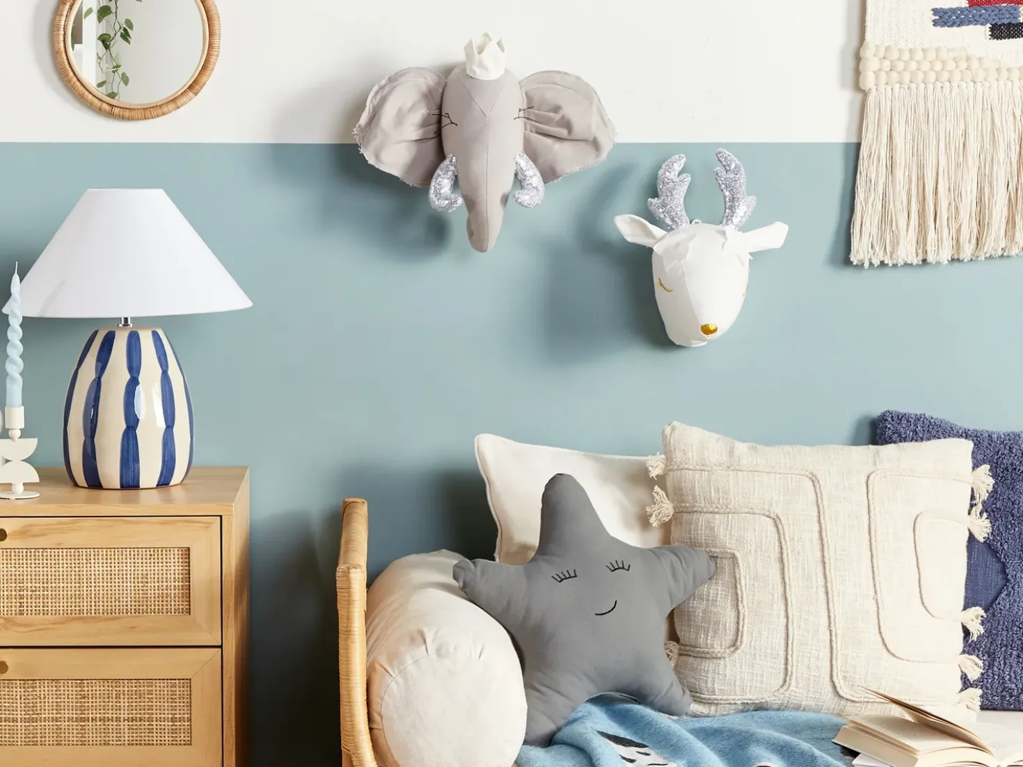 Decorazioni da Parete Cameretta Elefante TANTOR Cotone 33 cm Grigio