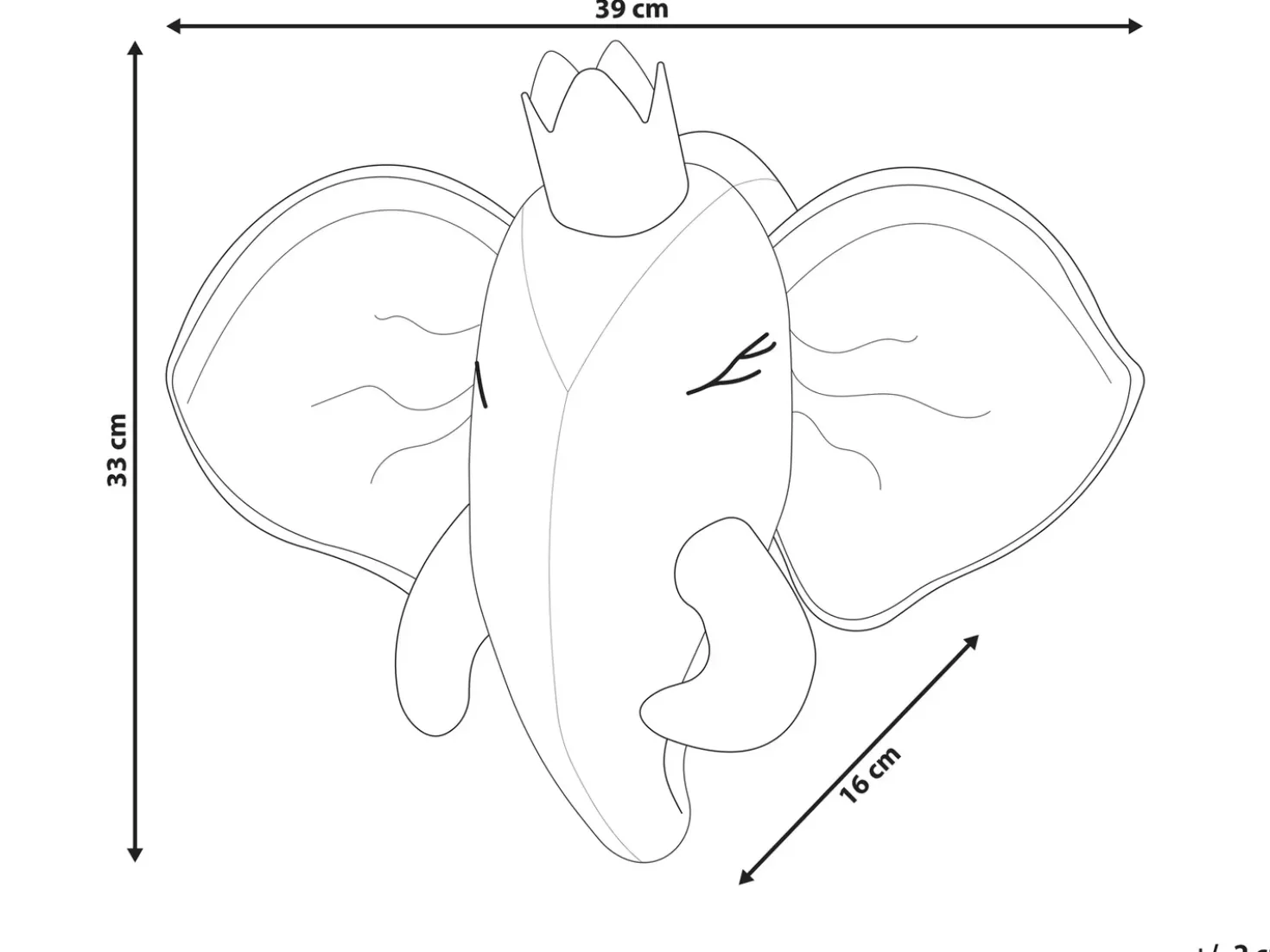 Decorazioni da Parete Cameretta Elefante TANTOR Cotone 33 cm Grigio