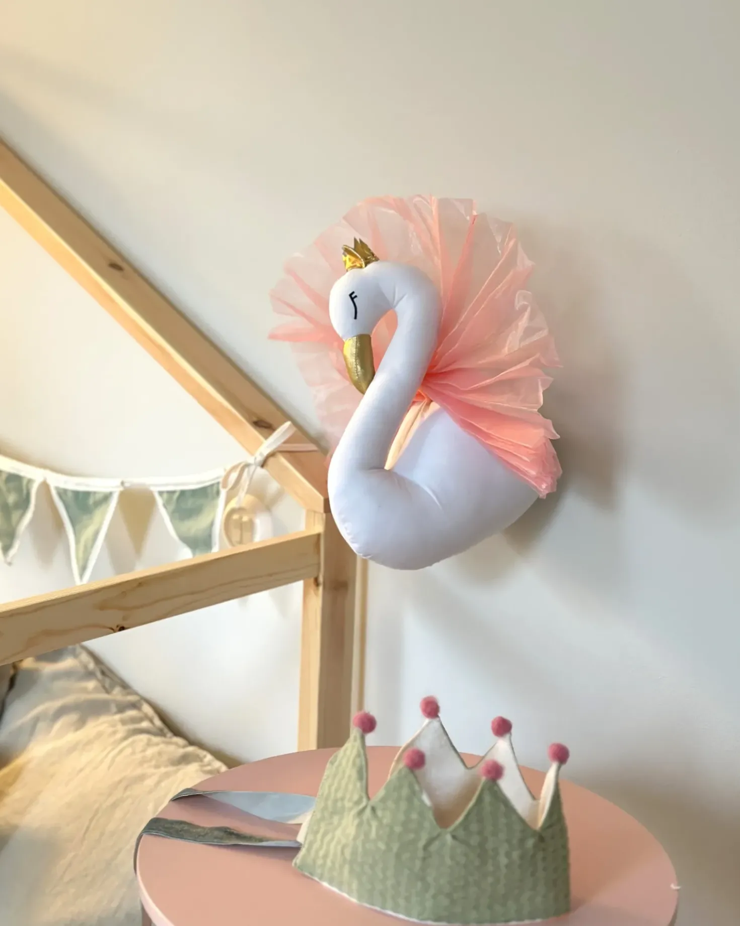 Decorazioni da Parete Cameretta Cigno ODETTA Cotone 32 cm Bianco