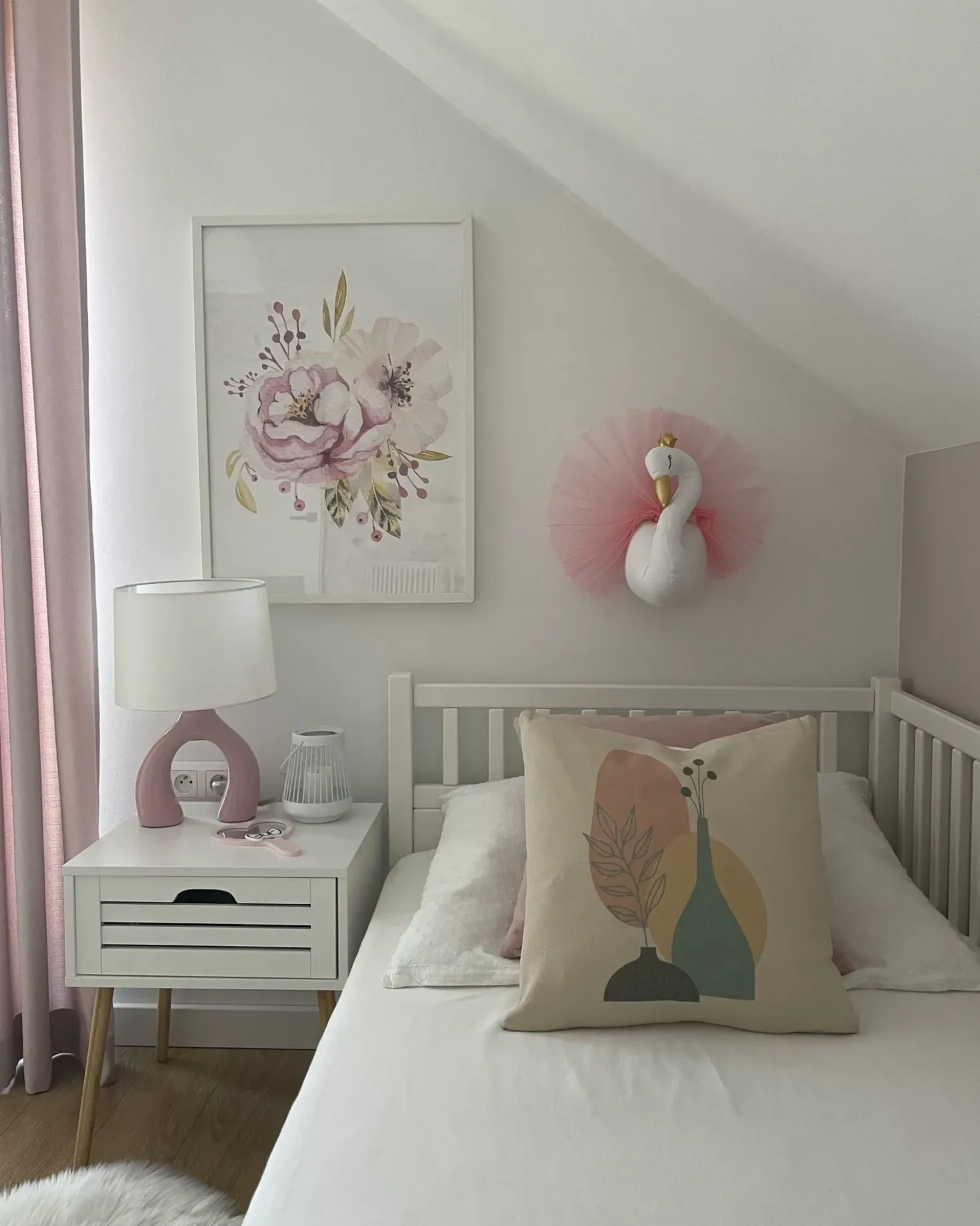 Decorazioni da Parete Cameretta Cigno ODETTA Cotone 32 cm Bianco