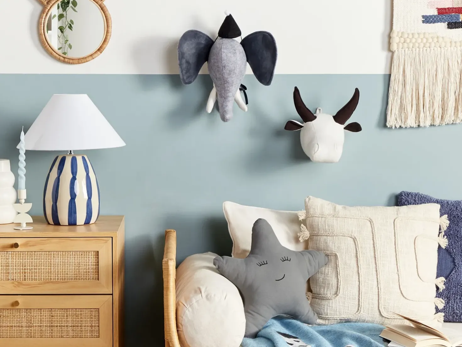 Decorazioni da Parete Cameretta Toro GEOFFREY Cotone 24 cm Bianco