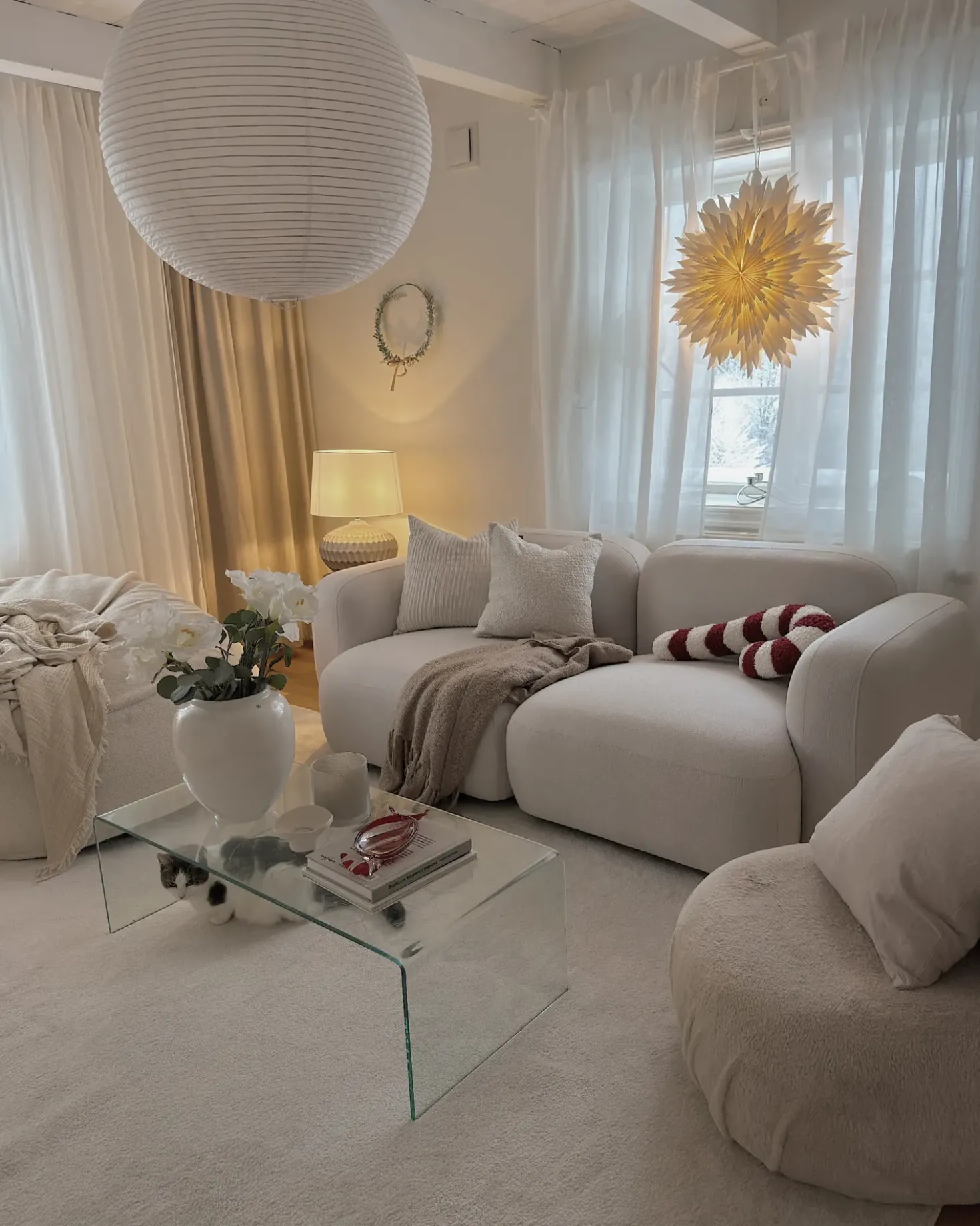 Divano 3 posti AFOSS Tessuto Beige chiaro