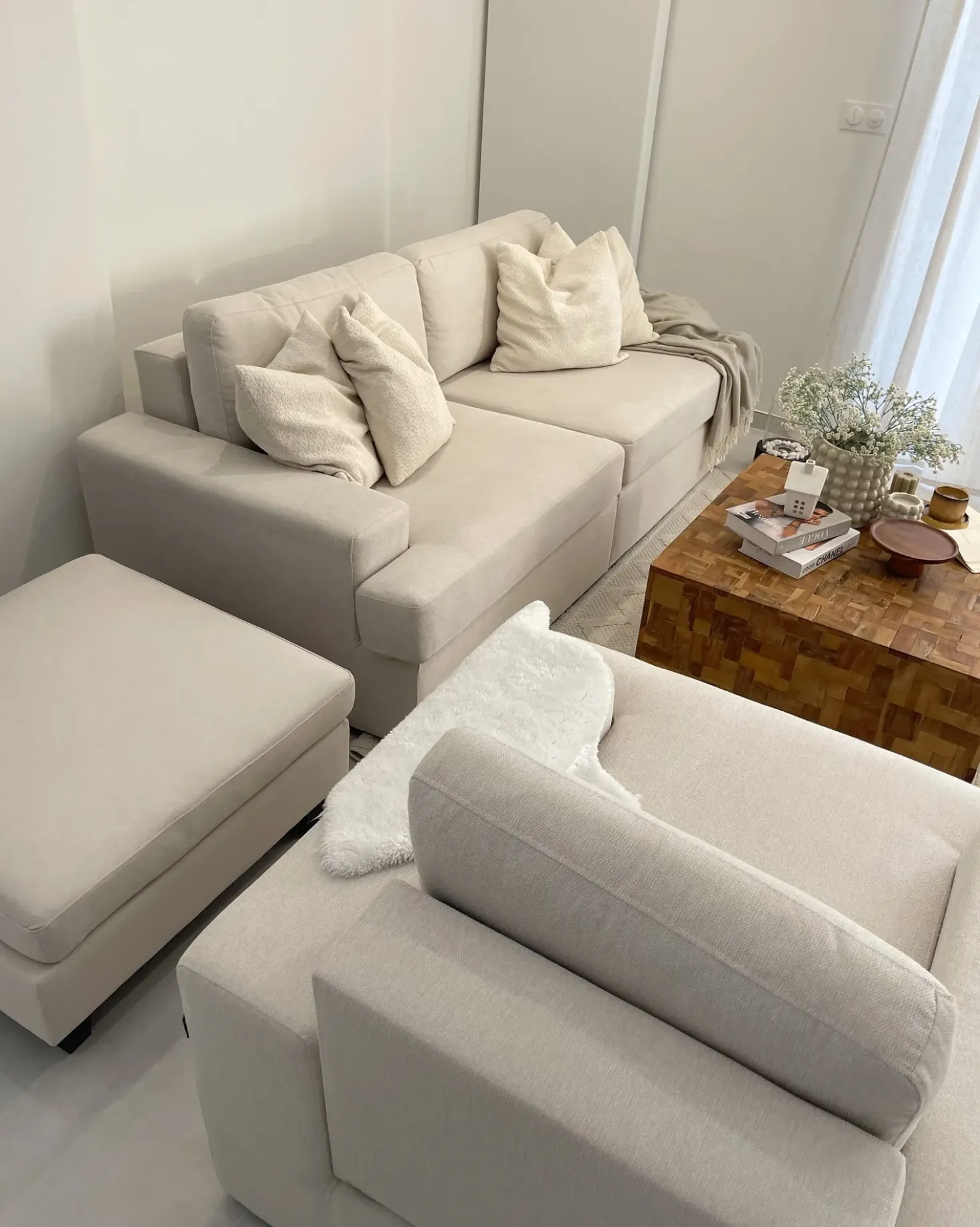 Divano 3 posti ALLA Tessuto Beige chiaro