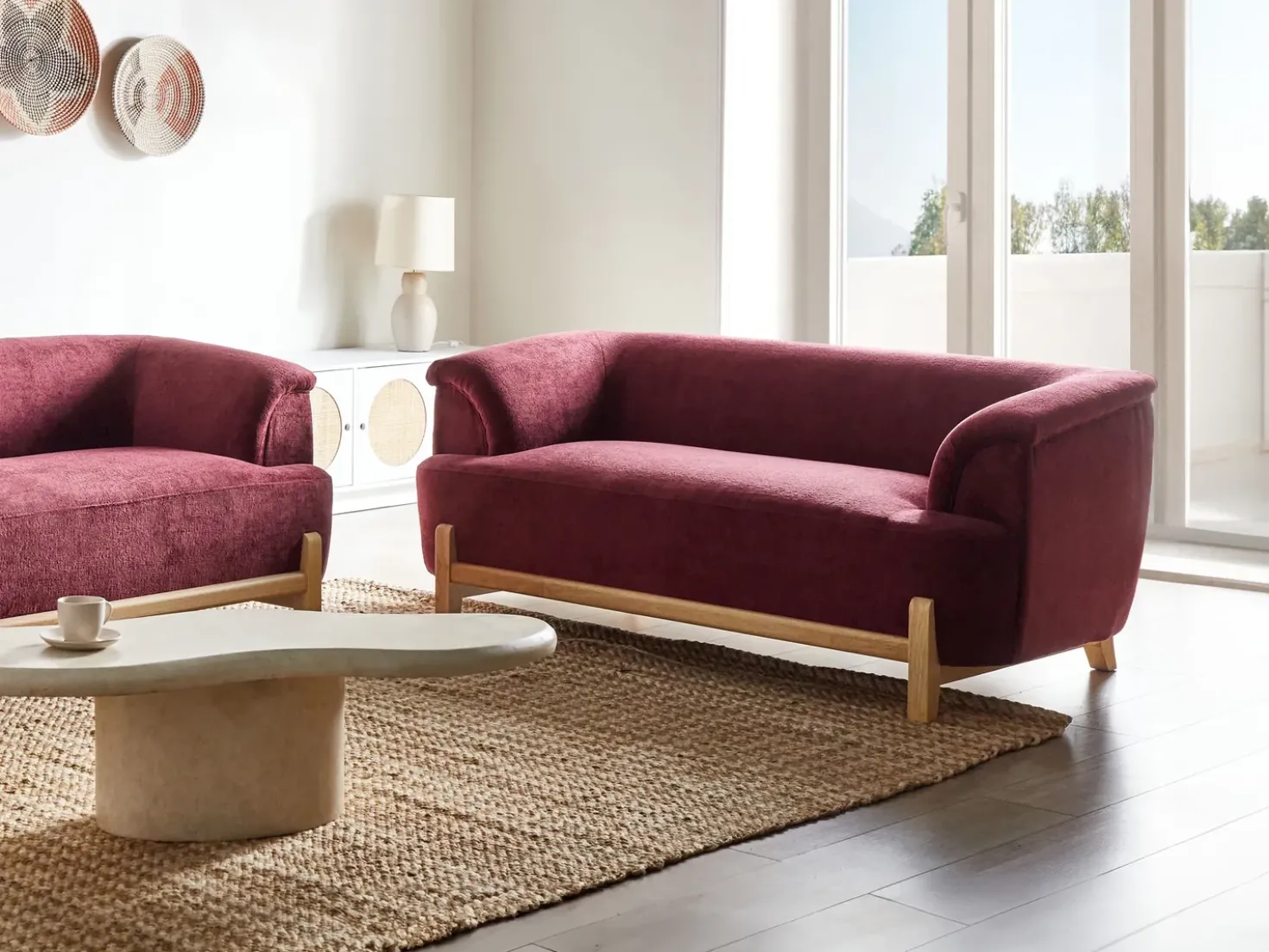 Divano 2 posti ALNOR Ciniglia Bordeaux