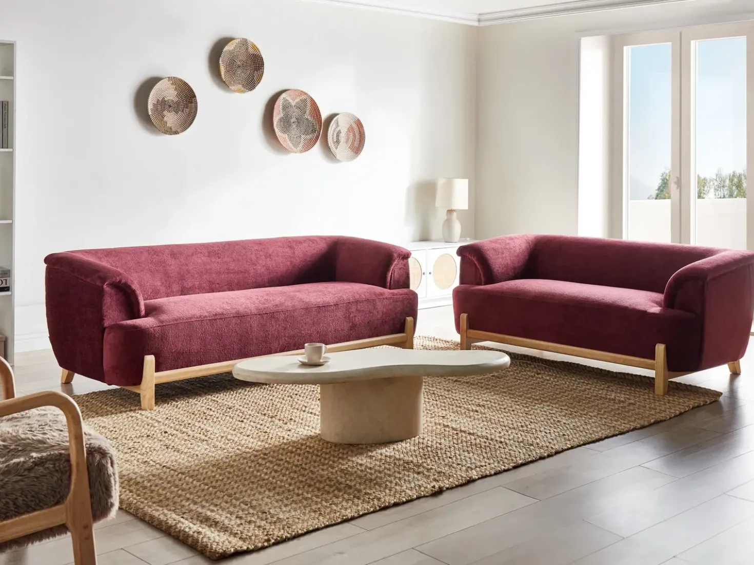 Divano 2 posti ALNOR Ciniglia Bordeaux