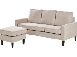 Divano 3 posti AVESTA Tessuto Beige con ottomana