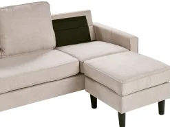 Divano 3 posti AVESTA Tessuto Beige con ottomana