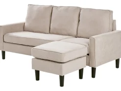 Divano 3 posti AVESTA Tessuto Beige con ottomana