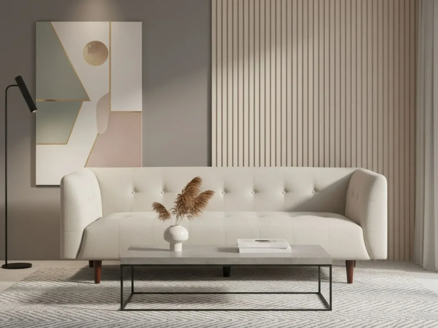 Divano 3 posti BYSKE Tessuto Beige chiaro