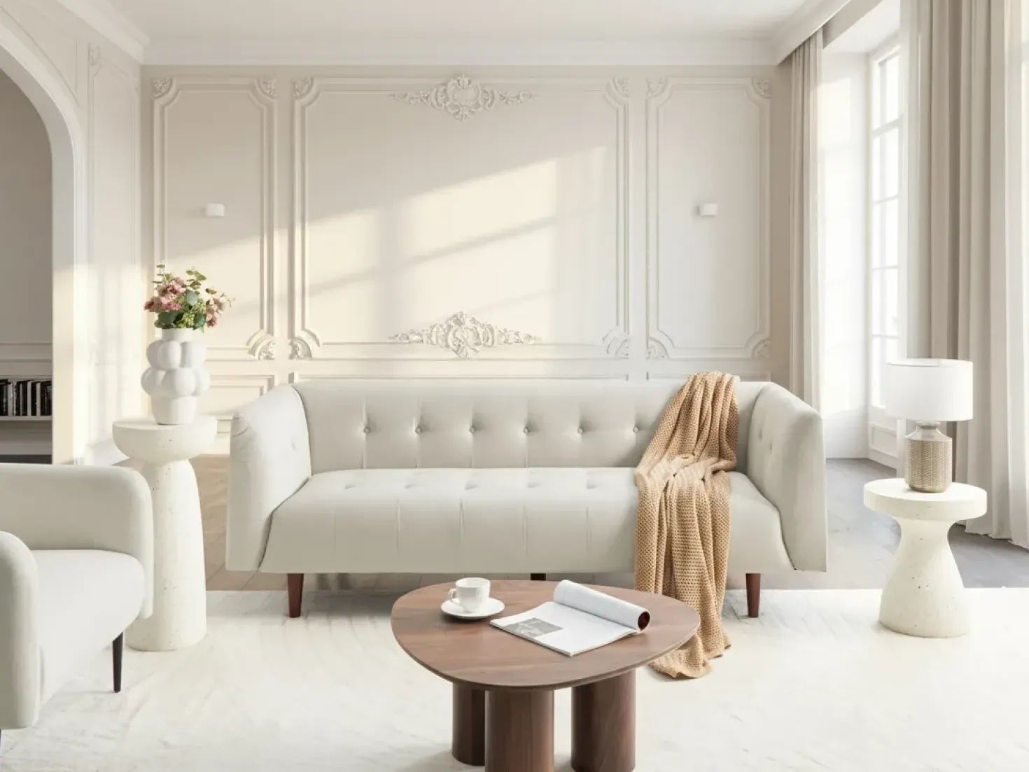 Divano 3 posti BYSKE Tessuto Beige chiaro