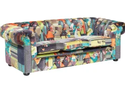 Divano 3 posti CHESTERFIELD Tessuto Verde chiaro
