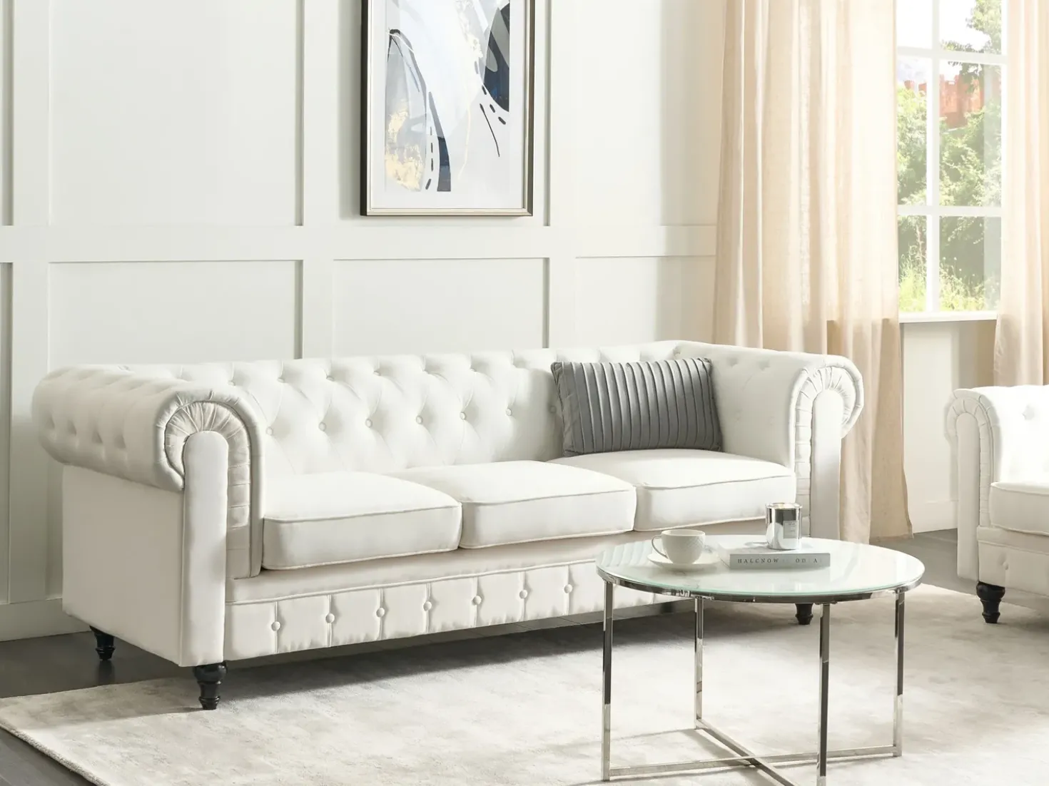 Divano 3 posti CHESTERFIELD Tessuto Bianco sporco