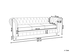 Divano 3 posti CHESTERFIELD Velluto Marrone dorato