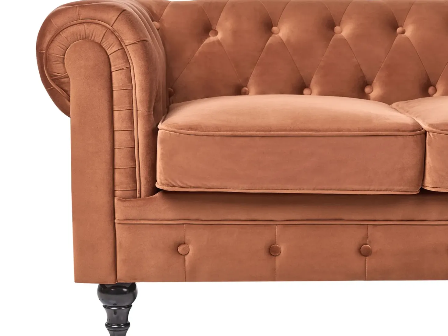 Divano 3 posti CHESTERFIELD Velluto Marrone dorato