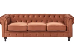 Divano 3 posti CHESTERFIELD Velluto Marrone dorato