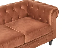 Divano 3 posti CHESTERFIELD Velluto Marrone dorato