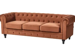 Divano 3 posti CHESTERFIELD Velluto Marrone dorato