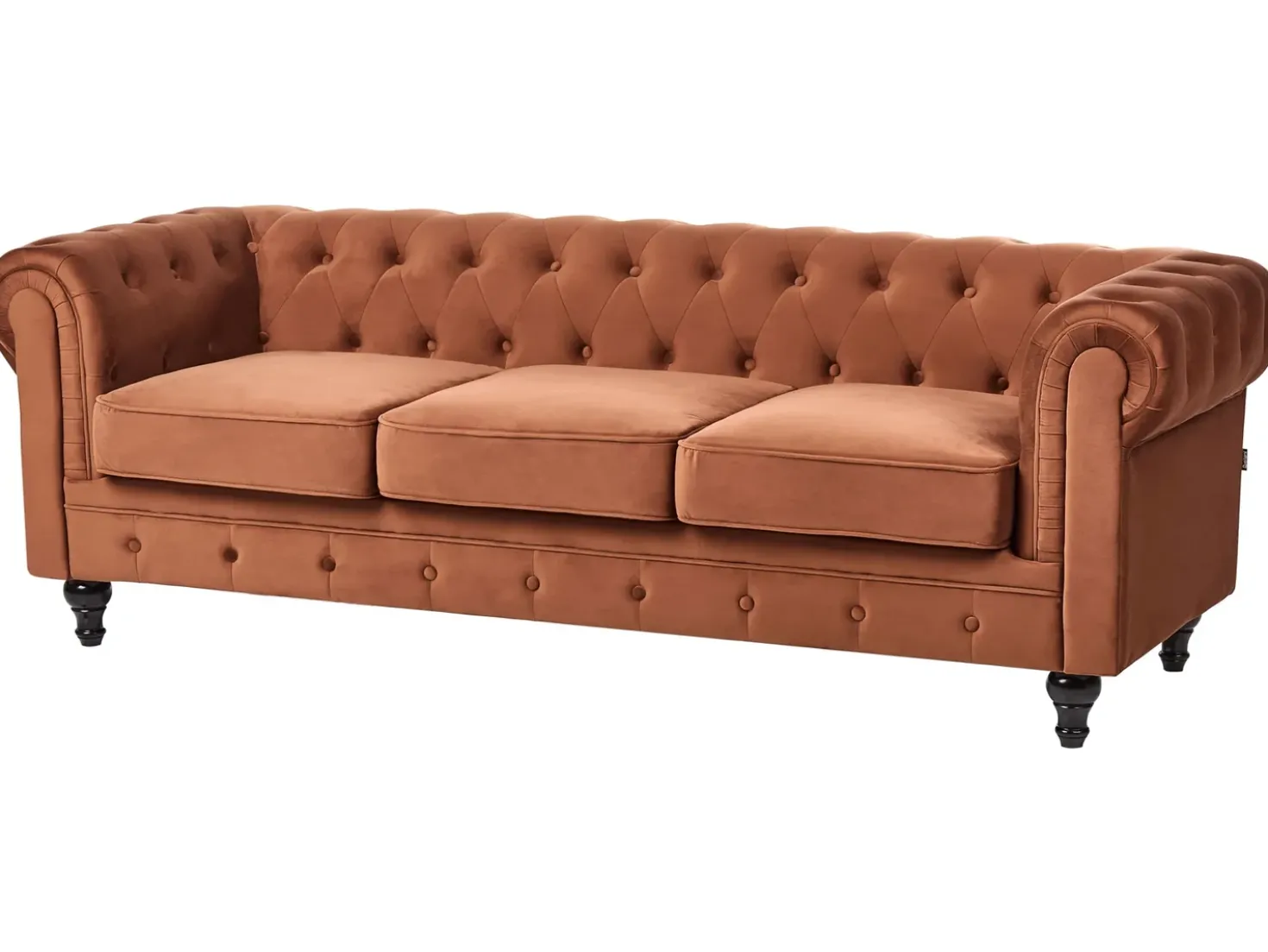 Divano 3 posti CHESTERFIELD Velluto Marrone dorato