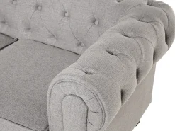 Divano 3 posti CHESTERFIELD Tessuto Grigio chiaro