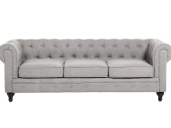 Divano 3 posti CHESTERFIELD Tessuto Grigio chiaro