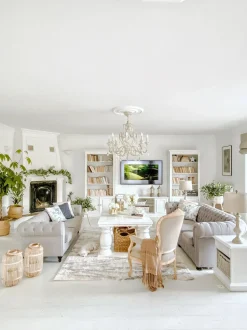 Divano 3 posti CHESTERFIELD Tessuto Grigio chiaro