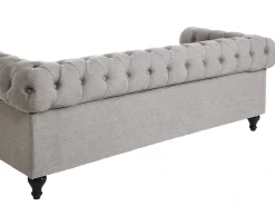 Divano 3 posti CHESTERFIELD Tessuto Grigio chiaro