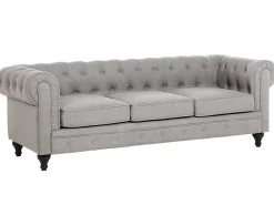 Divano 3 posti CHESTERFIELD Tessuto Grigio chiaro