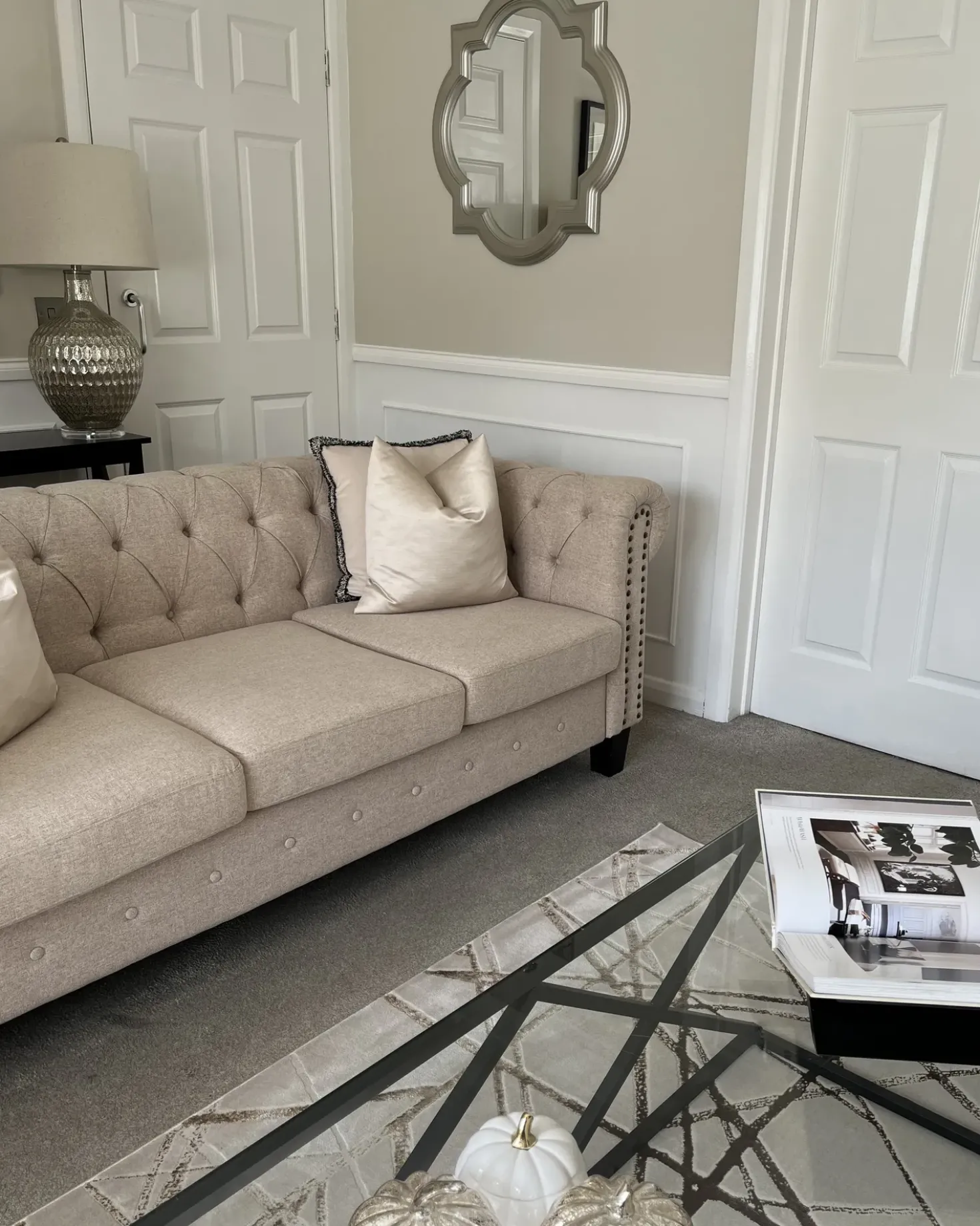 Divano 3 posti CHESTERFIELD Tessuto Beige
