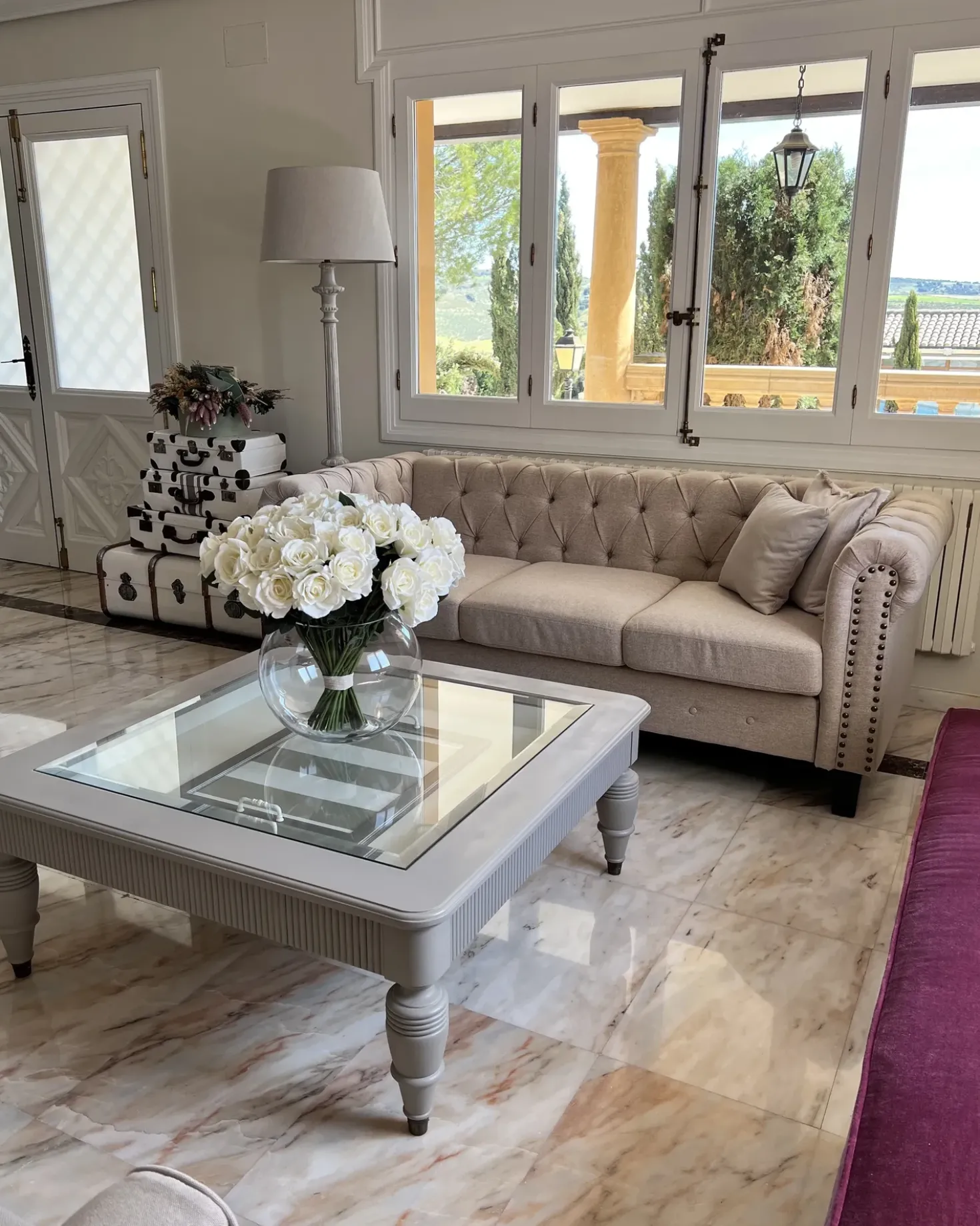 Divano 3 posti CHESTERFIELD Tessuto Beige