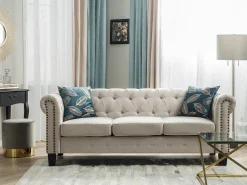 Divano 3 posti CHESTERFIELD Tessuto Beige