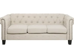Divano 3 posti CHESTERFIELD Tessuto Beige