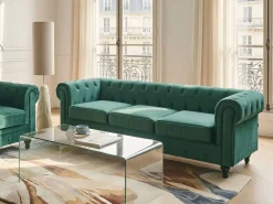 Divano 3 posti CHESTERFIELD Velluto Verde smeraldo
