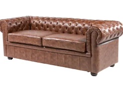 Divano 3 posti CHESTERFIELD Pelle sintetica Marrone dorato