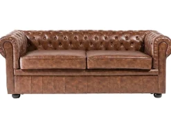Divano 3 posti CHESTERFIELD Pelle sintetica Marrone dorato