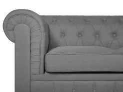 Divano 3 posti CHESTERFIELD Tessuto Grigio chiaro