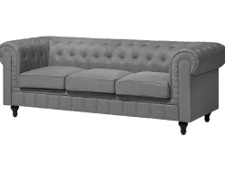 Divano 3 posti CHESTERFIELD Tessuto Grigio chiaro