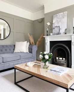 Divano 3 posti CHESTERFIELD Tessuto Grigio chiaro