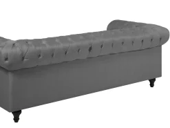 Divano 3 posti CHESTERFIELD Tessuto Grigio chiaro