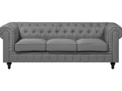 Divano 3 posti CHESTERFIELD Tessuto Grigio chiaro