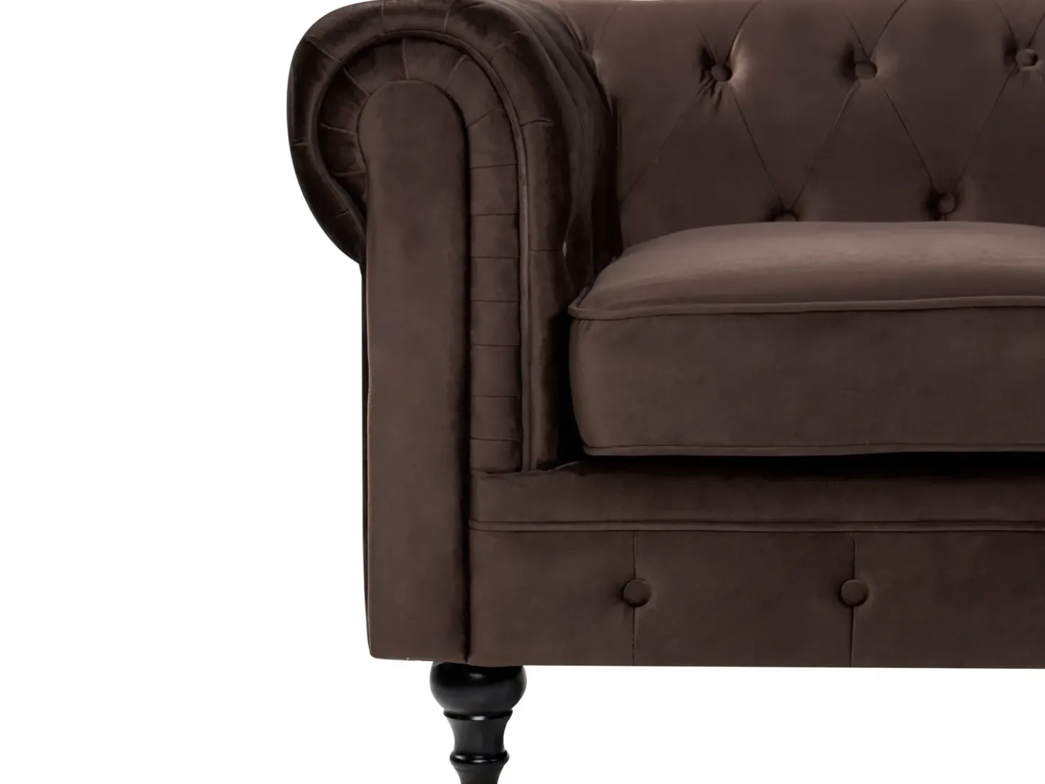 Divano 3 posti CHESTERFIELD Velluto Marrone scuro