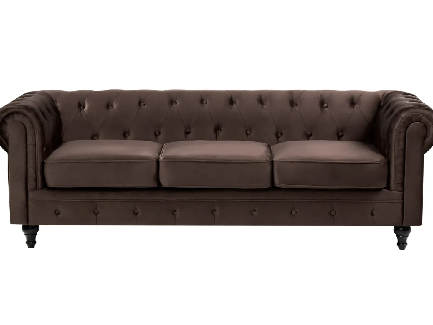 Divano 3 posti CHESTERFIELD Velluto Marrone scuro