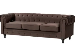 Divano 3 posti CHESTERFIELD Velluto Marrone scuro