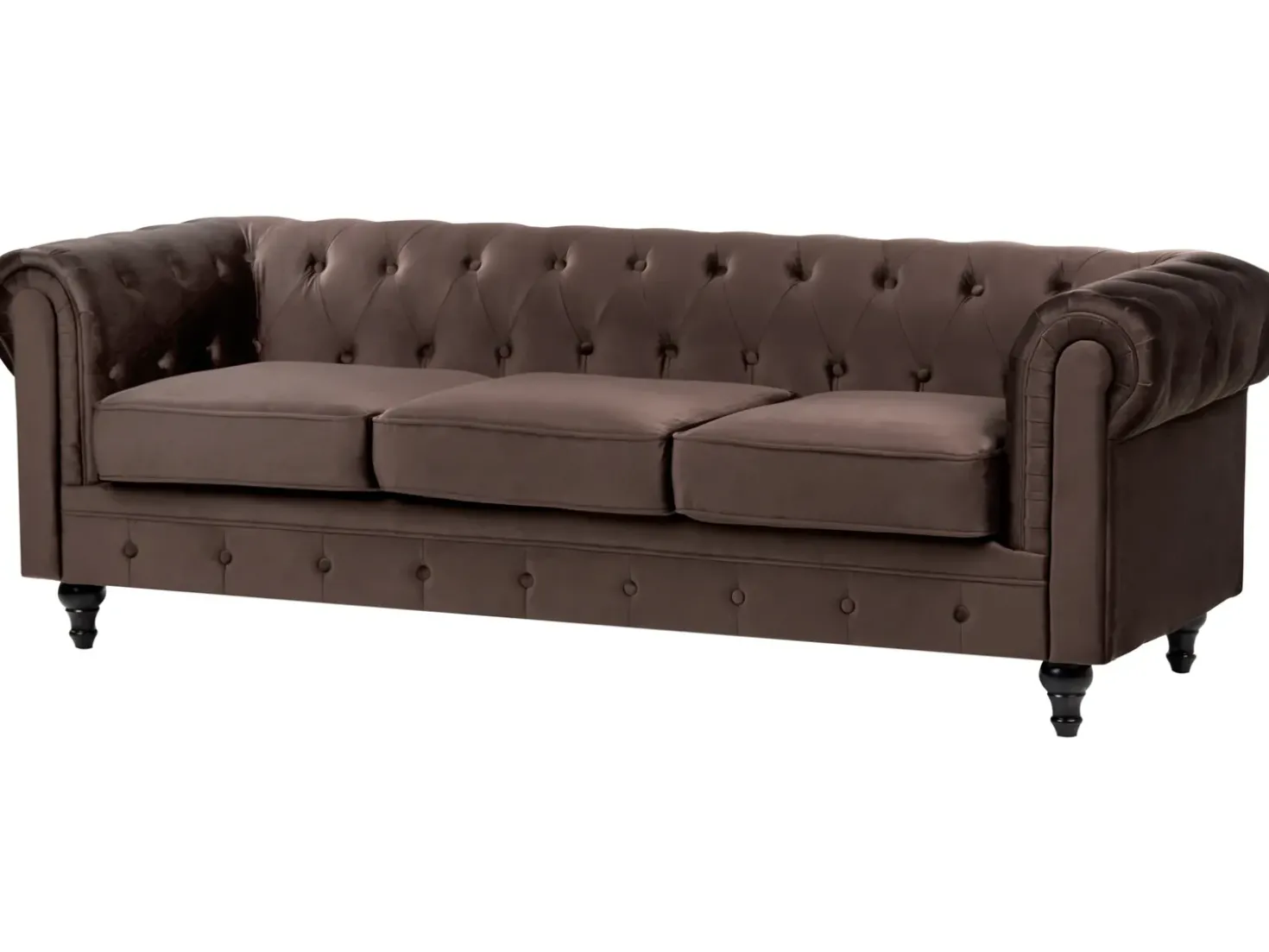 Divano 3 posti CHESTERFIELD Velluto Marrone scuro