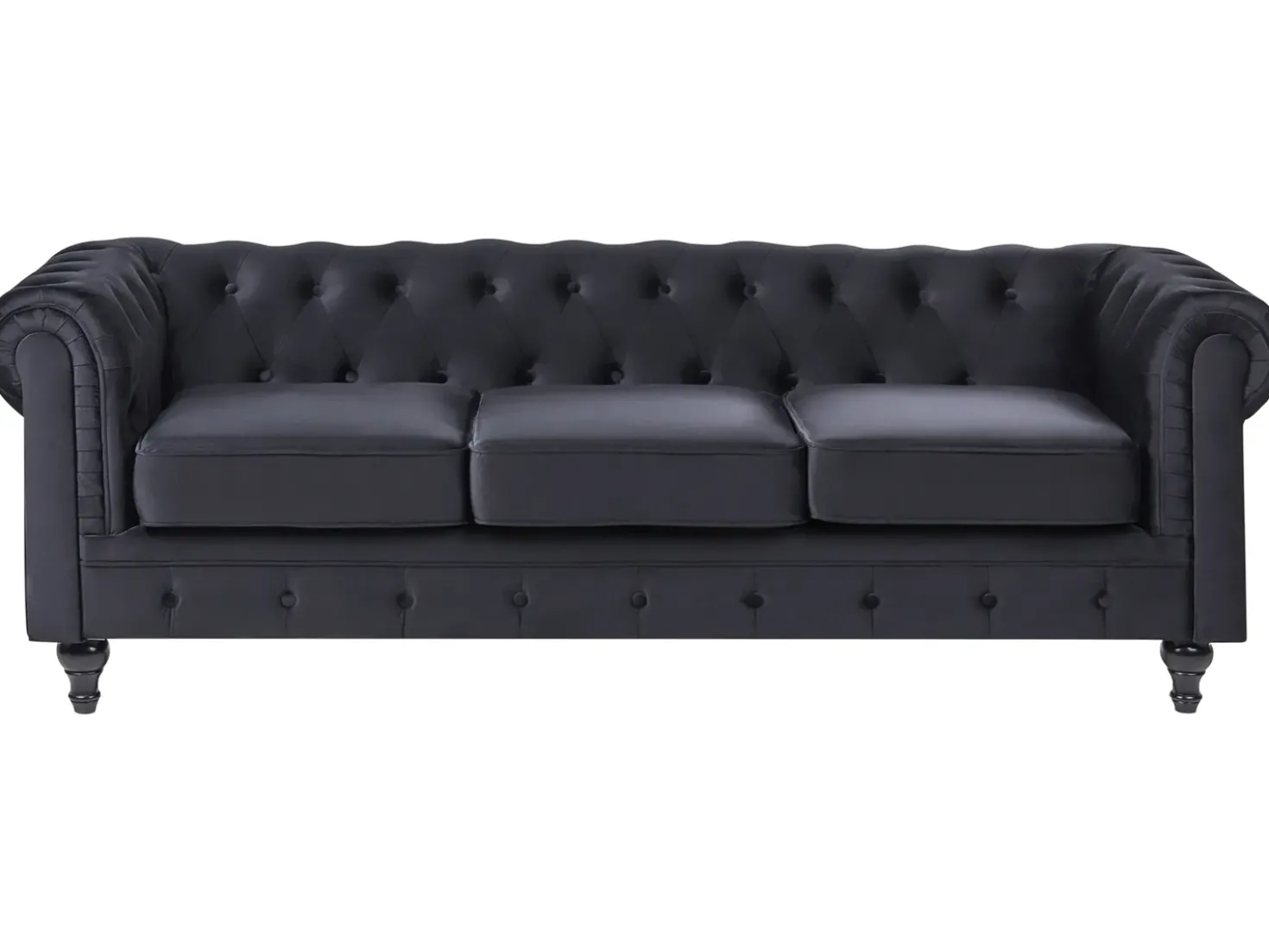 Divano 3 posti CHESTERFIELD Velluto Nero